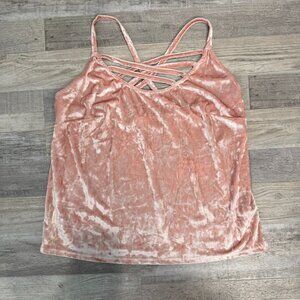 True Craft Pink Velvet Strappy Tank Size 0X Slightly Crop, Fitted, Stretch H1
